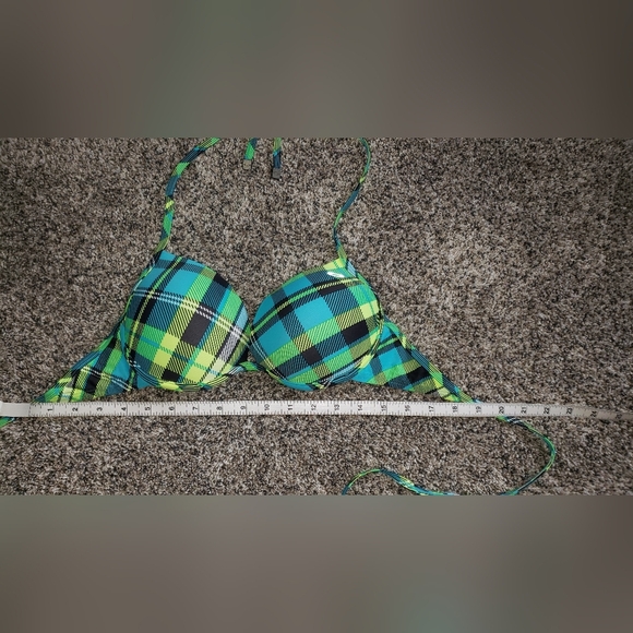 Oakley | Bright Plaid String Bikini Top - Picture 2 of 6